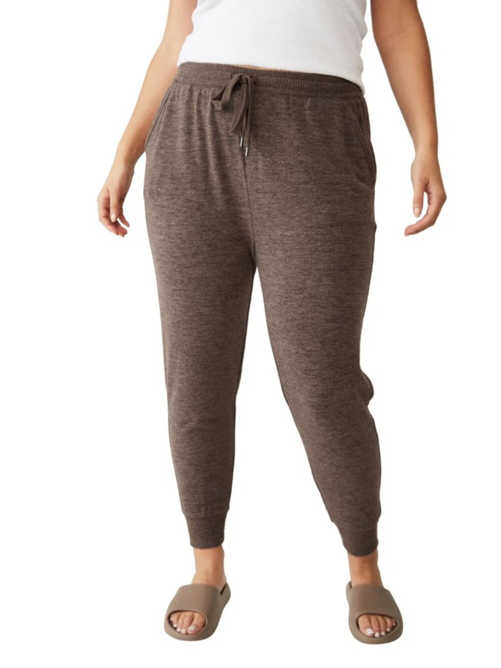 COTTON ON Womens Trendy Plus Size Supersoft Tie Waist Slim Cuff Sweatpant Pants
